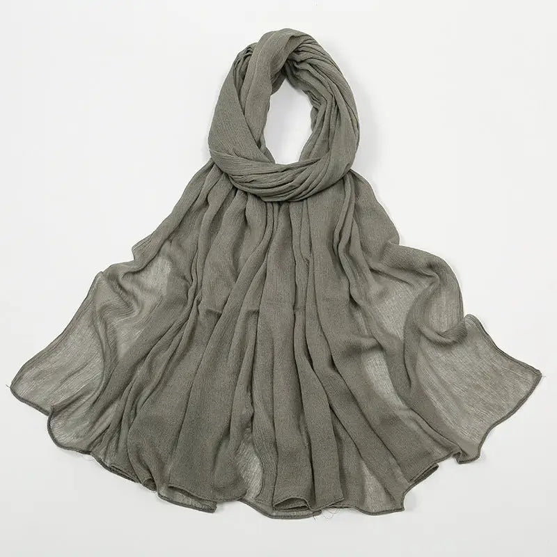 Rayon Wrinkle Scarf Women’s Summer Scarf - 9 Green Gray / 180cm - Long hijab