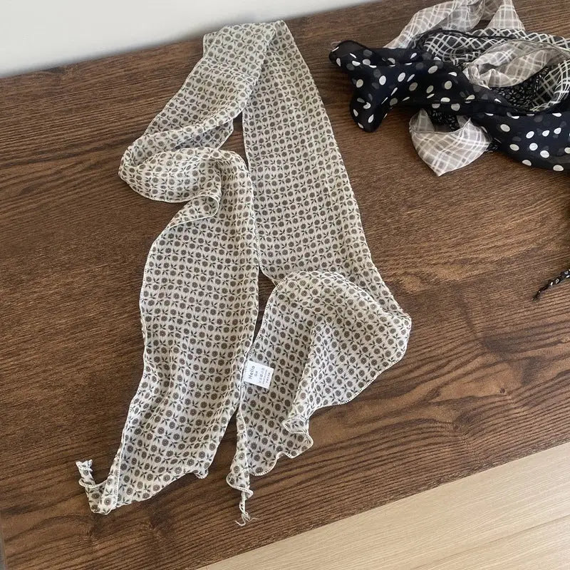 Removable Retro Flower Neck Scarf - Beige Flowers - Summer Scarf