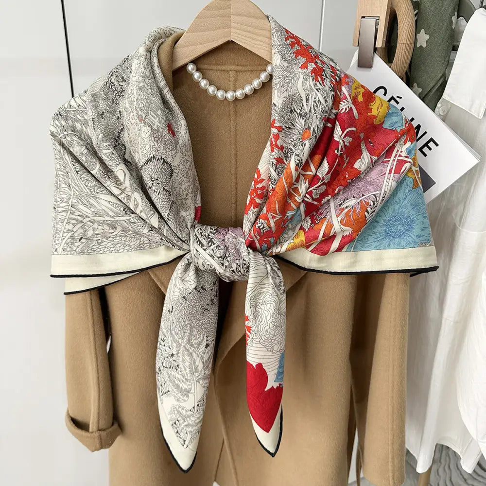 Return To Nature Duplex Printing Silk Wool Scarf - Return To Nature / 130X130cm