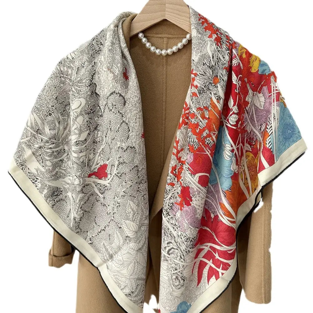 Return To Nature Duplex Printing Silk Wool Scarf - Return To Nature / 130X130cm