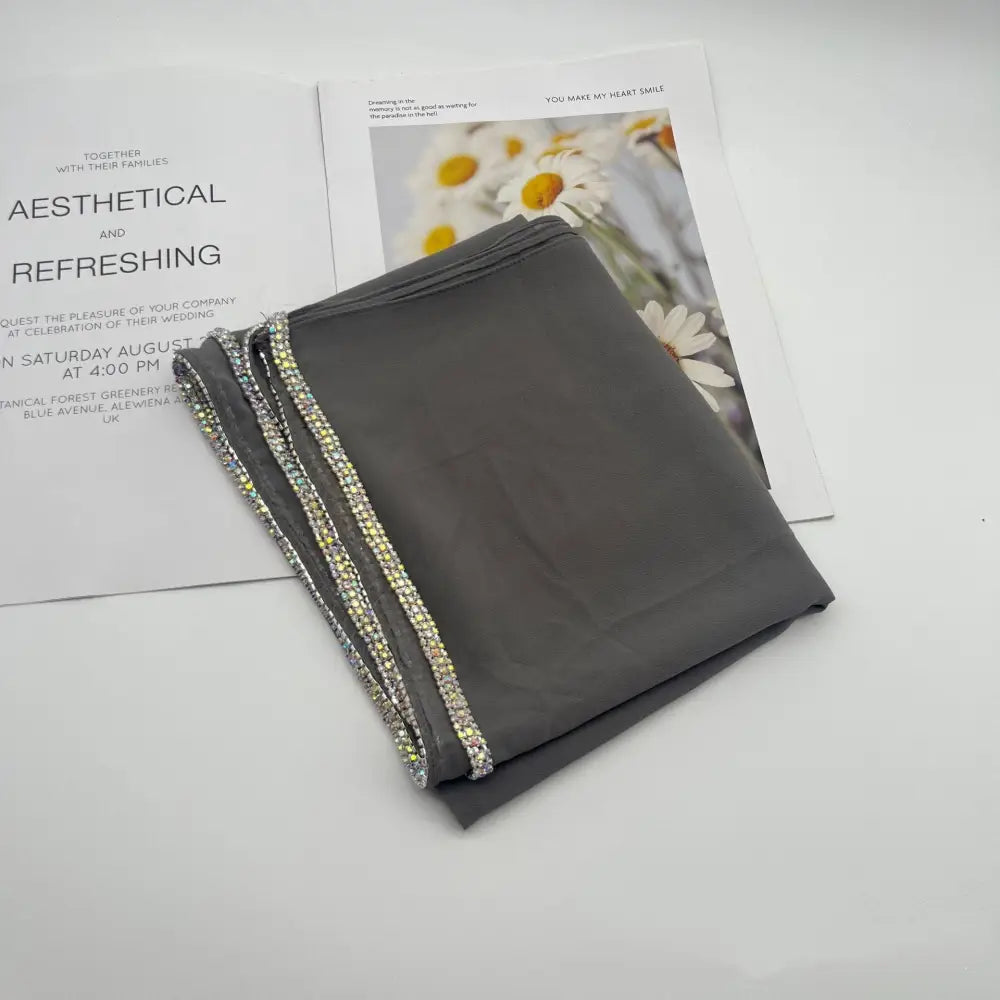 Scarf Chain Chiffon Ethnic Scarf - 11 Dark Gray / 180cm - Hijab