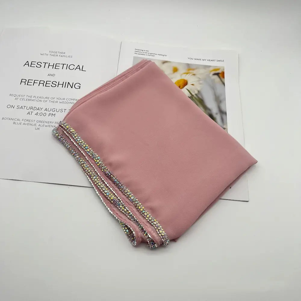 Scarf Chain Chiffon Ethnic Scarf - 12 Pink / 180cm - Hijab