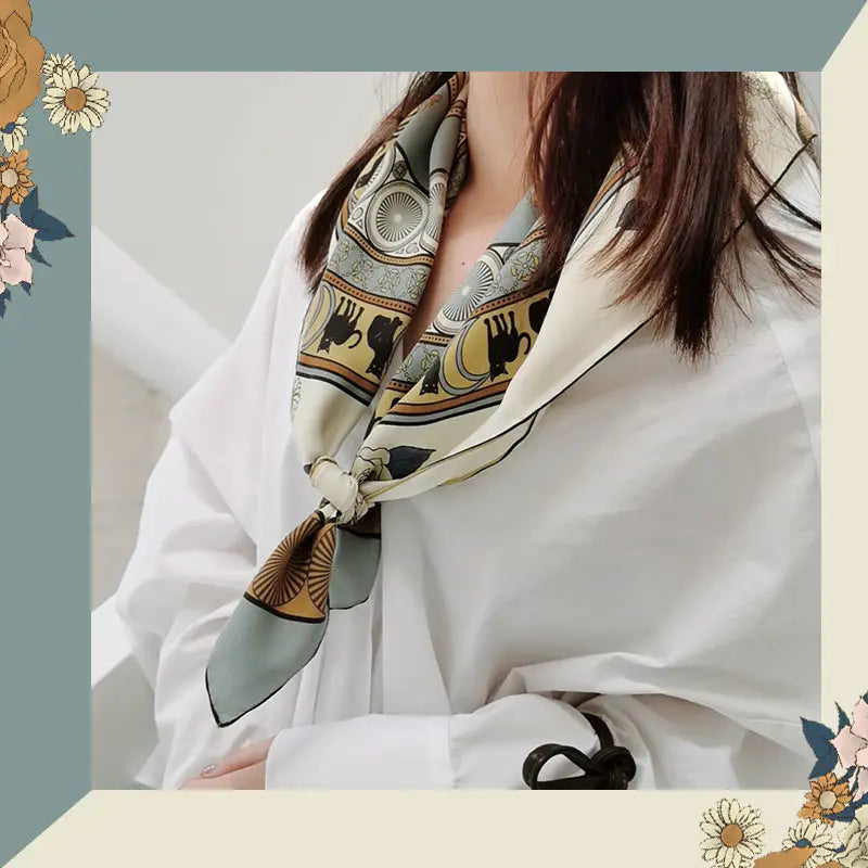 Twill Sand Wash Square Scarf - Powder blue big square scarf - Square scarf