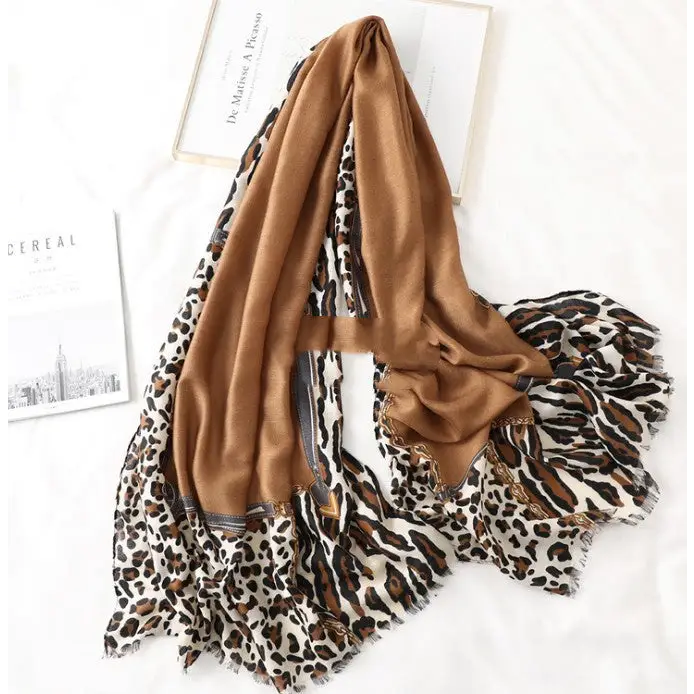 Women’s Cotton Scarf Casual Leopard Print Long Gauze Scarf - 13 STYLE
