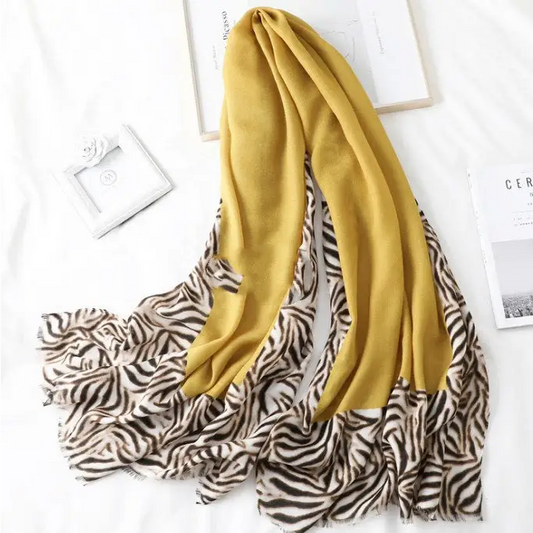 Women’s Cotton Scarf Casual Leopard Print Long Gauze Scarf