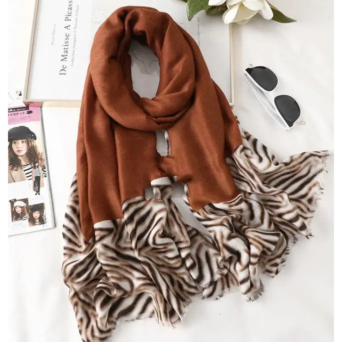 Women’s Cotton Scarf Casual Leopard Print Long Gauze Scarf - 5 STYLE