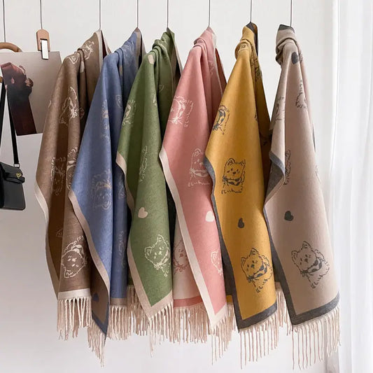 Women's Double-sided Shawl, Warm Scarf, Fashionable Outerwear