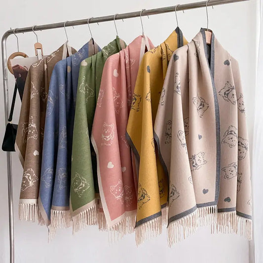 Women's Double-sided Shawl, Warm Scarf, Fashionable Outerwear