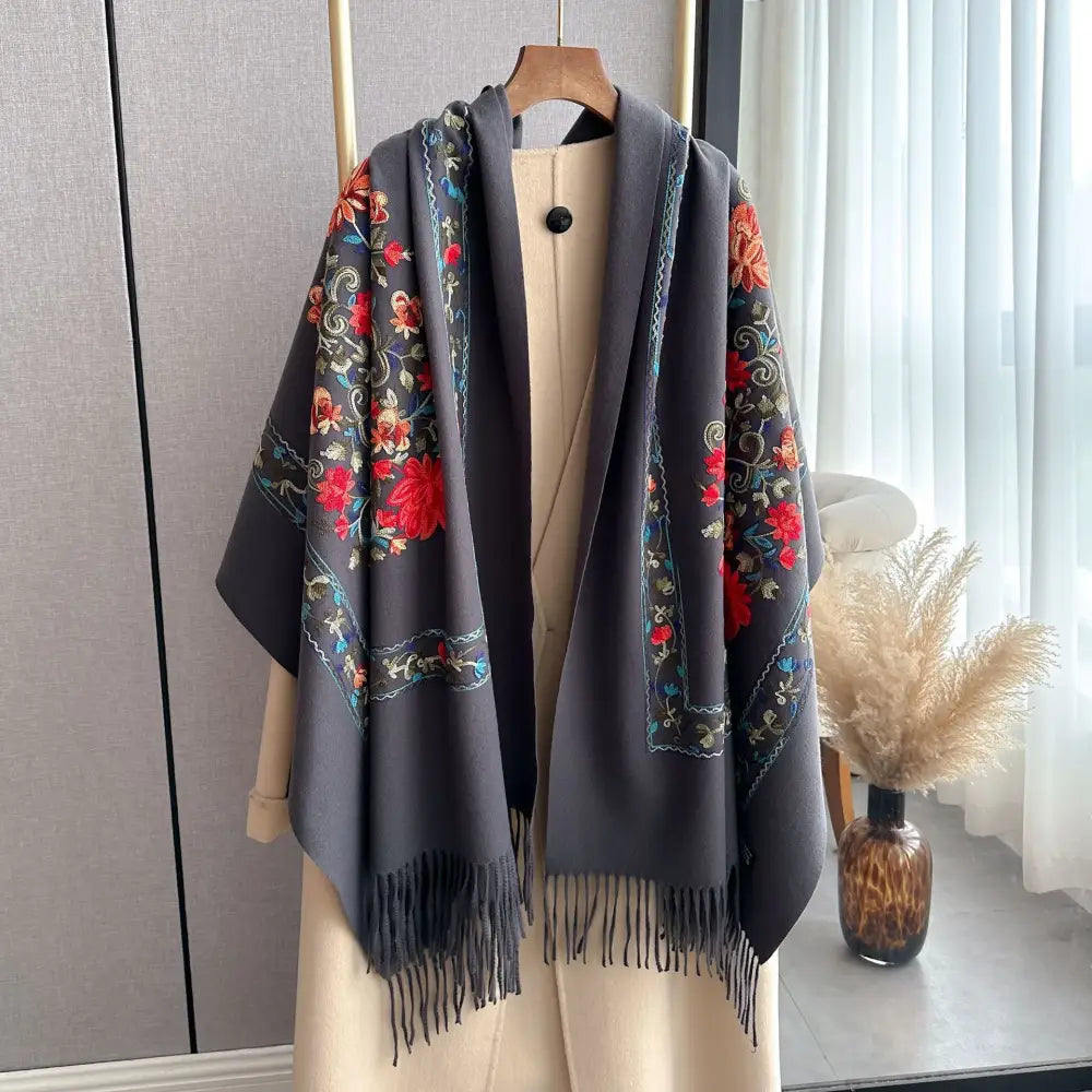 Women’s Embroidered Scarf All-matching Extra Thick Wool Shawl