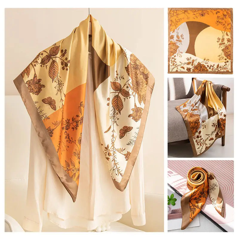 Women’s Multipurpose Summer Scarf - Orange Dead Leaves / 90x90cm - Square Scarf