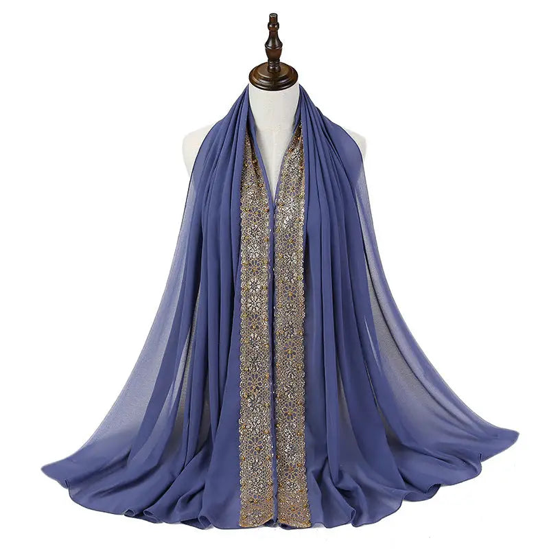 Women’s Pearl Lace Headscarf - 14 Haze Blue / 85x180CM