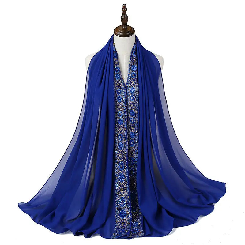 Women’s Pearl Lace Headscarf - 5 Sapphire Blue / 85x180CM