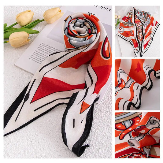 Women’s Vintage Print Premium Scarf - Orange Red / 60x160cm - Summer Scarf